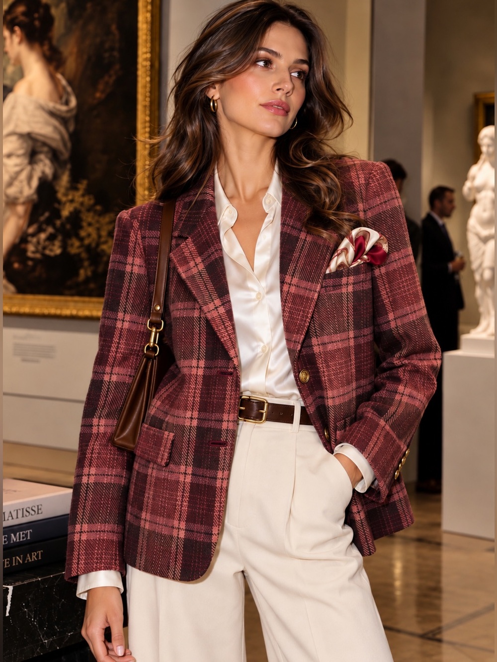 Vintage Sasson Plaid Blazer Burgundy Wool Feel Old Money Academia 10 Autumn Dark